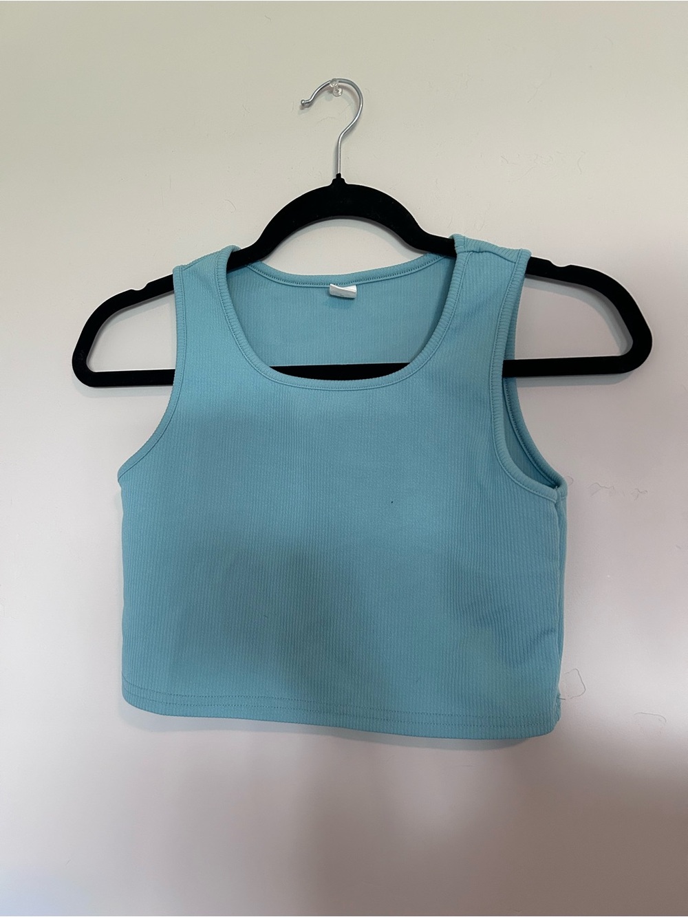 SHEIN Light Blue Ribbed Crop Tank